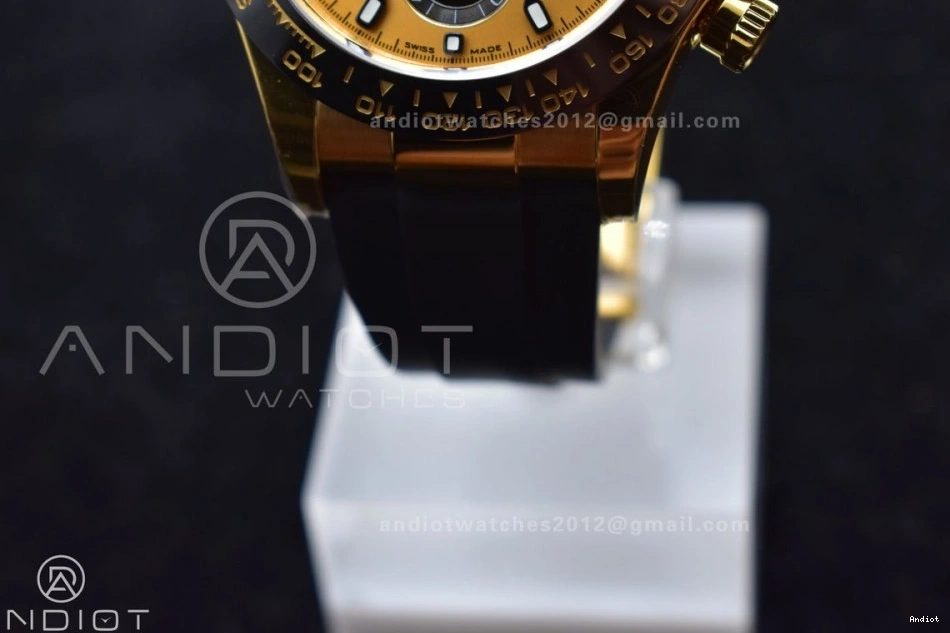 Best 116518 Edition Daytona Dial BTF Rubber on 1:1 SA4130 Oysterflex Strap Black YG 0519